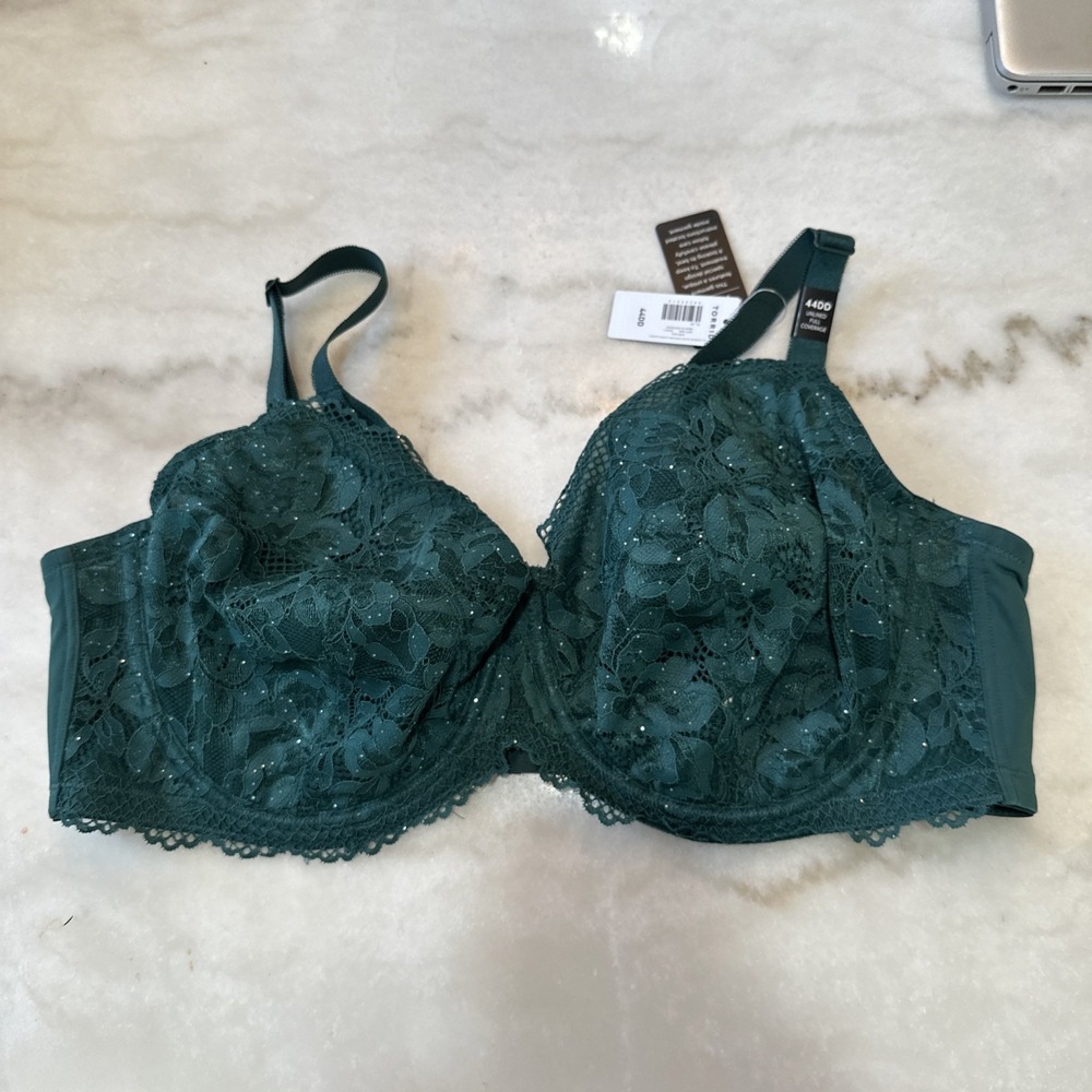 Torrid NWT Full Coverage Unlined Lace Bra Size 44DD Emerald Green - Picture 2 of 11